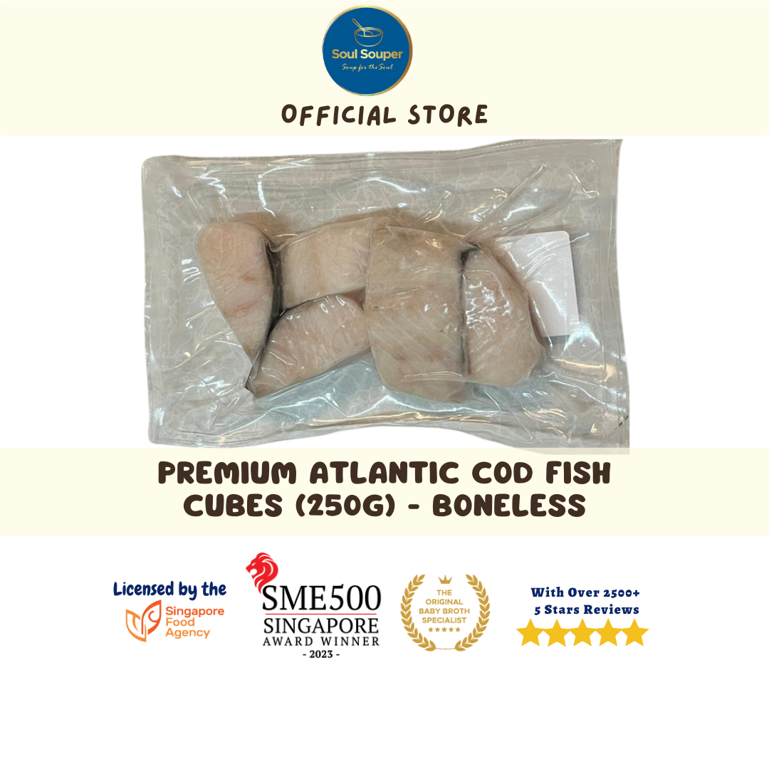 Atlantic Cod Fish Cubes 250g - Boneless (Frozen) - (6months+)