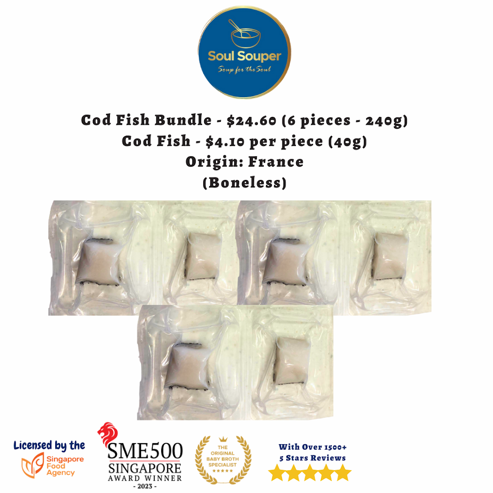Individually Sealed & Packed Atlantic Cod Fish, Threadfin Fish & Bakka Salmon Cubes (Frozen) (6months+)